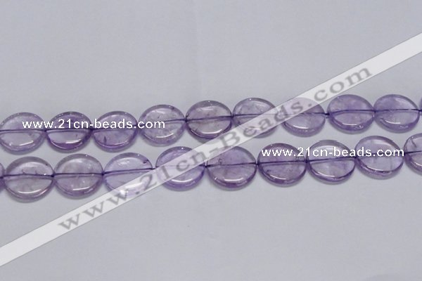 CNA826 15.5 inches 25mm flat round natural light amethyst beads