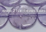 CNA829 15.5 inches 40mm flat round natural light amethyst beads