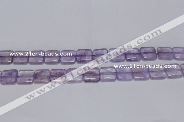 CNA842 15.5 inches 14mm square natural light amethyst beads