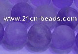 CNA915 15.5 inches 14mm round matte amethyst gemstone beads