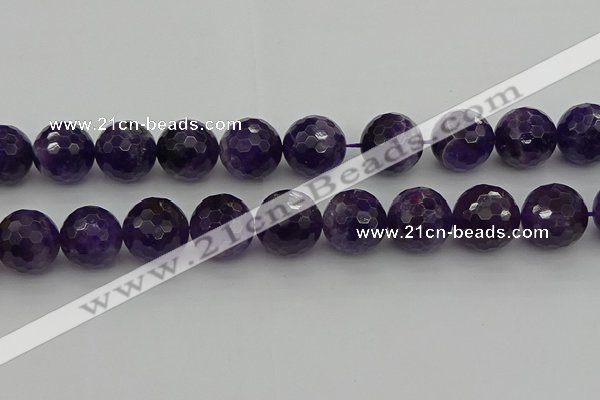 CNA919 15.5 inches 18mm faceted round natural amethyst beads