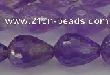 CNA922 15.5 inches 15*20mm faceted teardrop natural amethyst beads