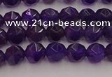 CNA936 15.5 inches 6mm faceted nuggets amethyst gemstone beads