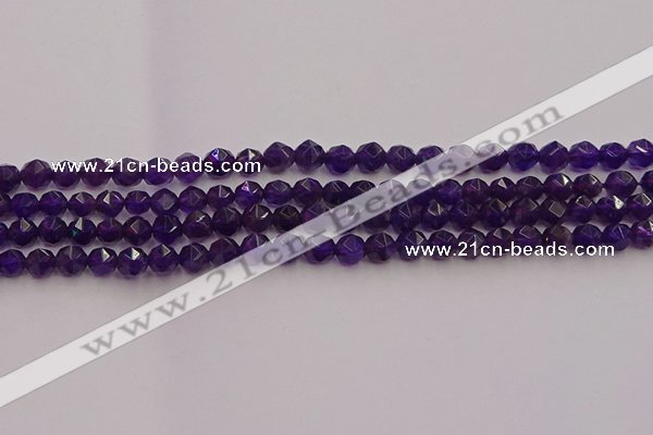 CNA936 15.5 inches 6mm faceted nuggets amethyst gemstone beads