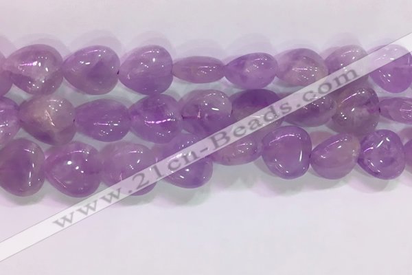 CNA984 15.5 inches 12*12mm heart natural lavender amethyst beads