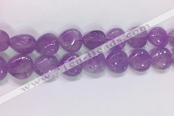 CNA985 15.5 inches 16*16mm heart natural lavender amethyst beads