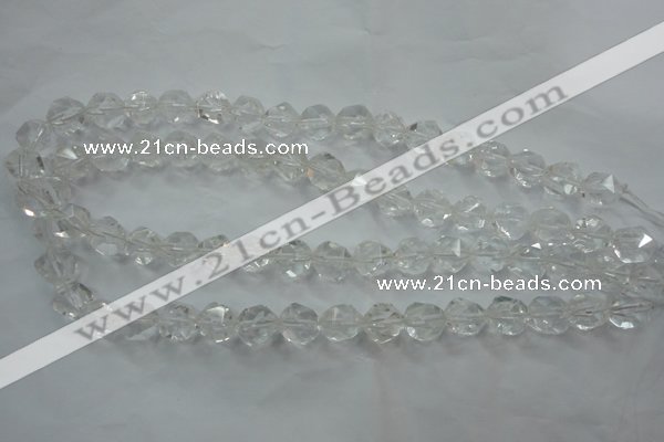 CNC100 15 inches 6mm faceted nuggets white crystal beads