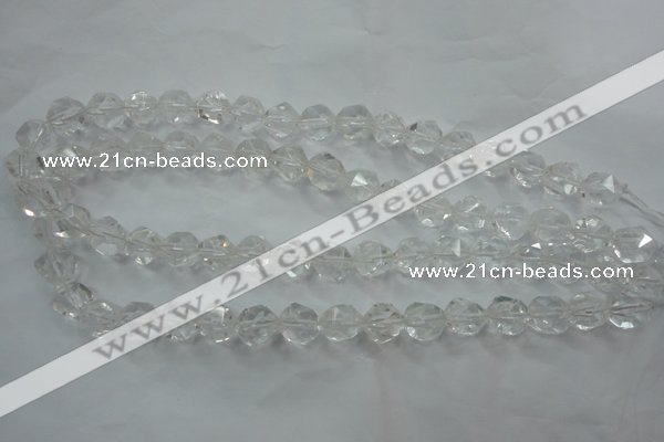 CNC101 15 inches 8mm faceted nuggets white crystal beads