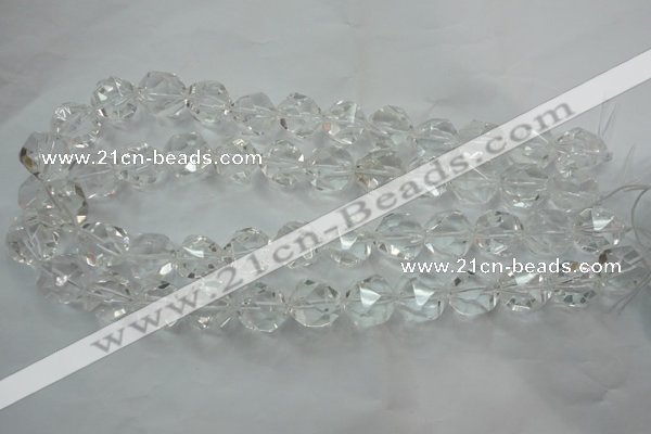 CNC104 15 inches 14mm faceted nuggets white crystal beads