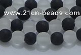 CNC110 15.5 inches 4mm round matte white crystal & black agate beads