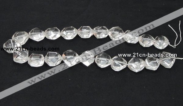 CNC18 20*22mm faceted nugget grade AB natural white crystal beads