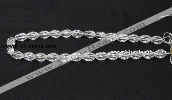 CNC19 8*12mm twisted rice grade AB natural white crystal beads