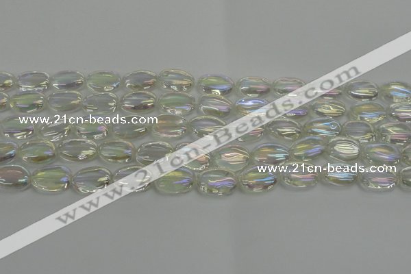 CNC216 15.5 inches 10*14mm oval AB-color white crystal beads