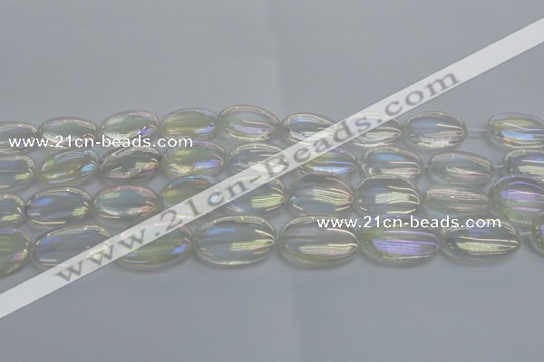 CNC218 15.5 inches 18*25mm oval AB-color white crystal beads