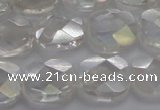 CNC220 15.5 inches 10*10mm faceted square AB-color white crystal beads