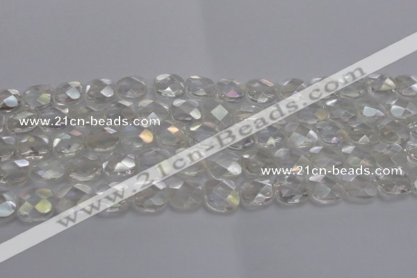 CNC220 15.5 inches 10*10mm faceted square AB-color white crystal beads