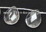 CNC27 18*25mm briolette grade AB natural white crystal beads