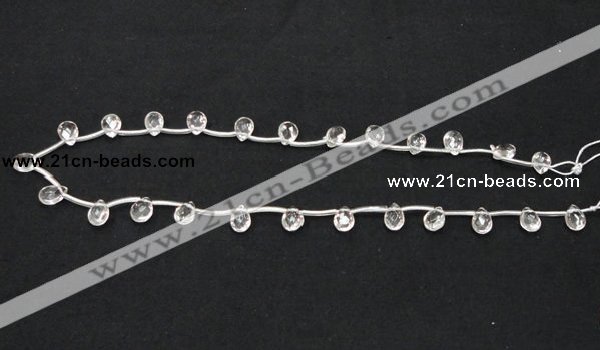 CNC29 6*9mm briolette grade AB natural white crystal beads wholesale