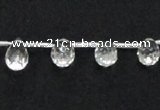 CNC31 8*12mm faceted teardrop grade AB natural white crystal beads