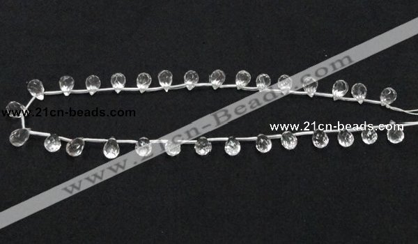 CNC31 8*12mm faceted teardrop grade AB natural white crystal beads