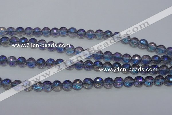 CNC311 15.5 inches 6mm faceted round AB-color white crystal beads