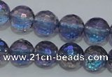 CNC312 15.5 inches 8mm faceted round AB-color white crystal beads