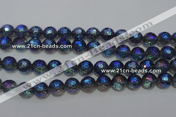 CNC315 15.5 inches 14mm faceted round AB-color white crystal beads