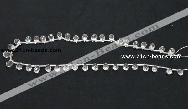 CNC32 6*9mm faceted teardrop grade AB natural white crystal beads