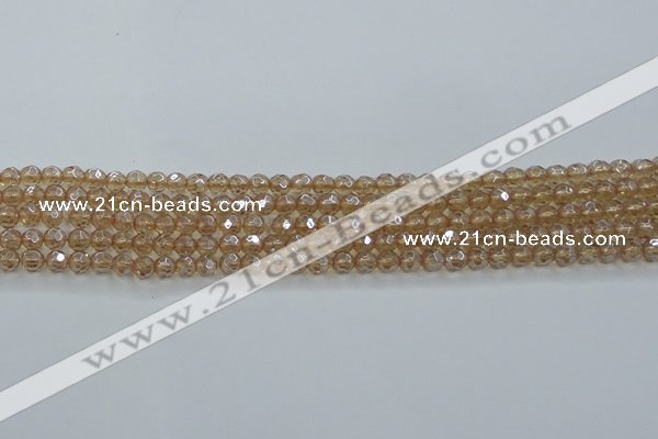 CNC516 15.5 inches 4mm faceted round dyed natural white crystal beads