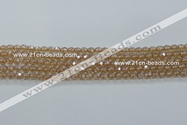 CNC517 15.5 inches 6mm faceted round dyed natural white crystal beads