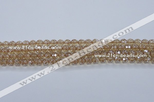 CNC518 15.5 inches 8mm faceted round dyed natural white crystal beads