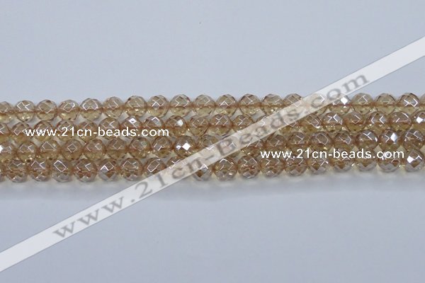 CNC520 15.5 inches 12mm faceted round dyed natural white crystal beads