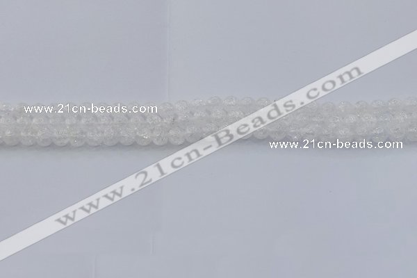 CNC550 15.5 inches 4mm round natural crackle white crystal beads