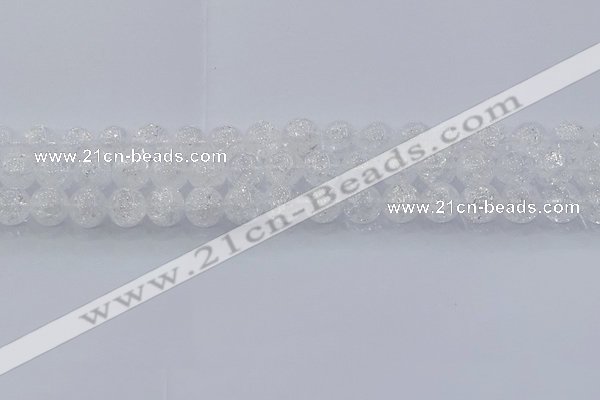 CNC552 15.5 inches 8mm round natural crackle white crystal beads