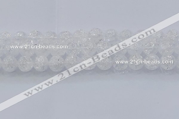 CNC556 15.5 inches 16mm round natural crackle white crystal beads