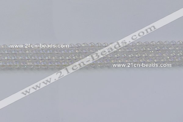 CNC560 15.5 inches 4mm round plated crackle white crystal beads