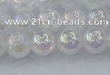 CNC562 15.5 inches 8mm round plated crackle white crystal beads