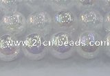 CNC563 15.5 inches 10mm round plated crackle white crystal beads