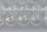 CNC564 15.5 inches 12mm round plated crackle white crystal beads