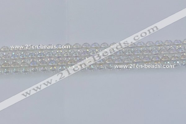 CNC570 15.5 inches 6mm round plated natural white crystal beads