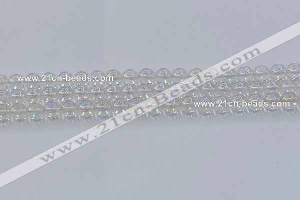 CNC571 15.5 inches 8mm round plated natural white crystal beads