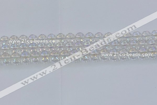 CNC572 15.5 inches 10mm round plated natural white crystal beads