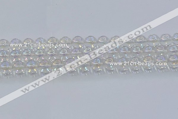 CNC573 15.5 inches 12mm round plated natural white crystal beads