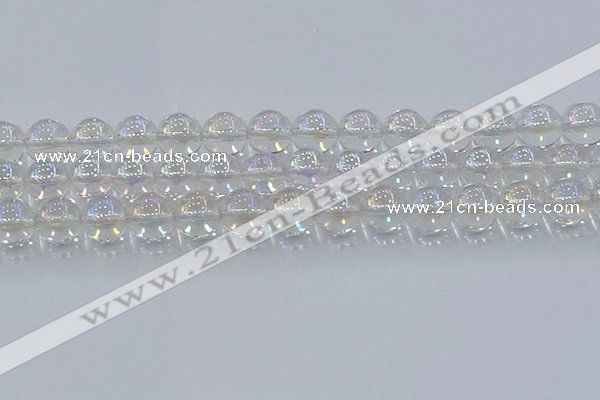 CNC574 15.5 inches 14mm round plated natural white crystal beads