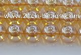 CNC577 15.5 inches 8mm round plated natural white crystal beads