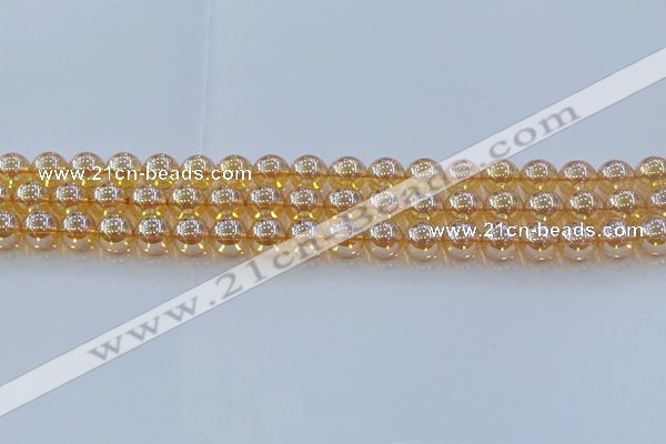CNC577 15.5 inches 8mm round plated natural white crystal beads