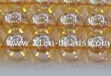 CNC578 15.5 inches 10mm round plated natural white crystal beads