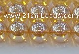 CNC579 15.5 inches 12mm round plated natural white crystal beads