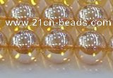 CNC580 15.5 inches 14mm round plated natural white crystal beads