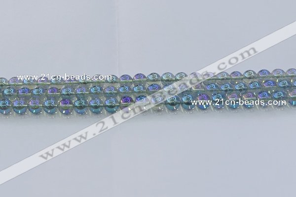 CNC582 15.5 inches 6mm round plated natural white crystal beads